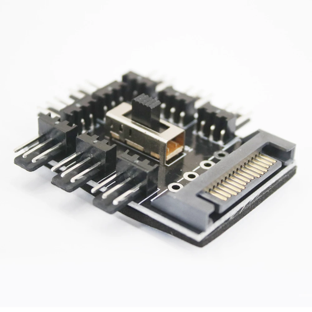

Cooler Cooling Fan Hub PC SATA 1 to 8 3Pin 12V Splitter Power Socket PCB Adapter 2 Level Speed Controller for Computer