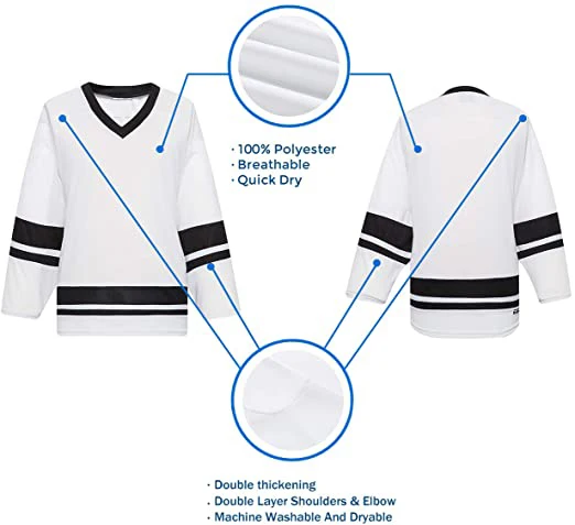 Черно-белый спортивный свитер для хоккея на заказ с вышитым логотипом команды