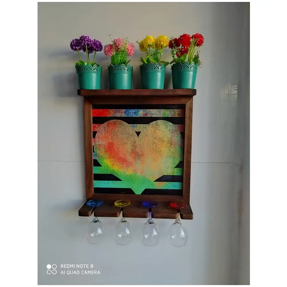

Wall Art Pictures Wall Mounted Wine Whiskey Beer Bottle Rack Holder Bar Wine Artificial Rose Christmas Flowers Bouquet Wedding