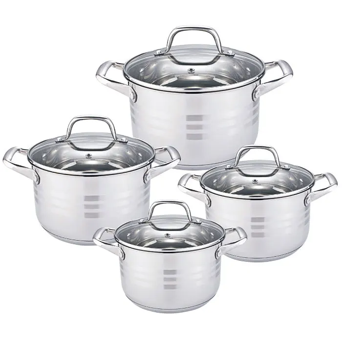 Набор посуды 8 предметов: 4 кастрюли Webber BE 622/8 (2 2 л 3 0 6 л) из нержавеющей стали со