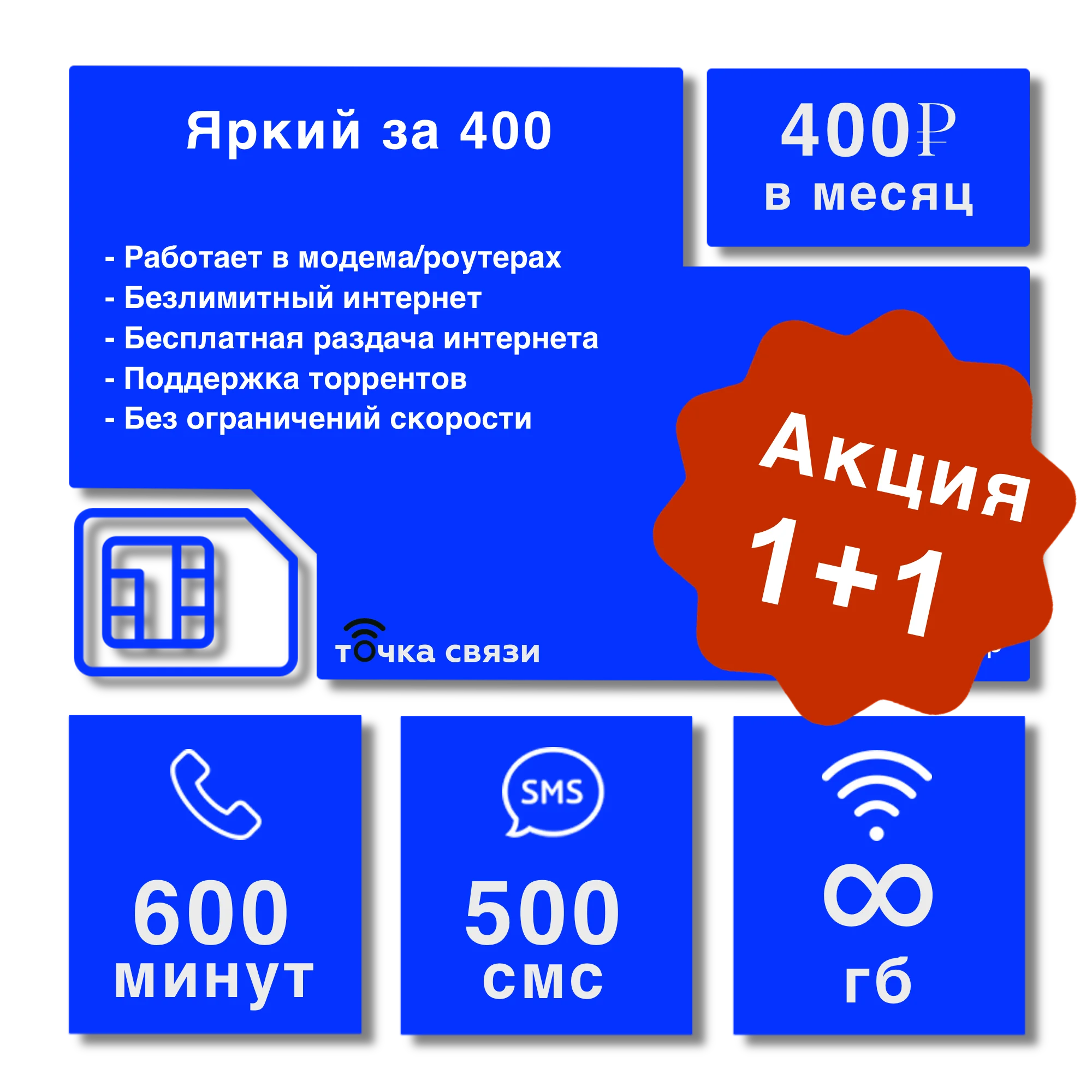 Безлимитный интернет для модема сим-карта мобильный за 400р |