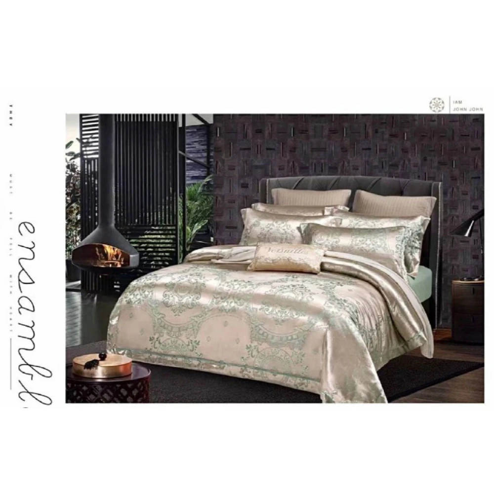 Gift Set bed linen satin Jacard euro bedding set Linens Bed cotton Satin Euro sets sheet Pillowcase Bedspread on the | Дом и сад