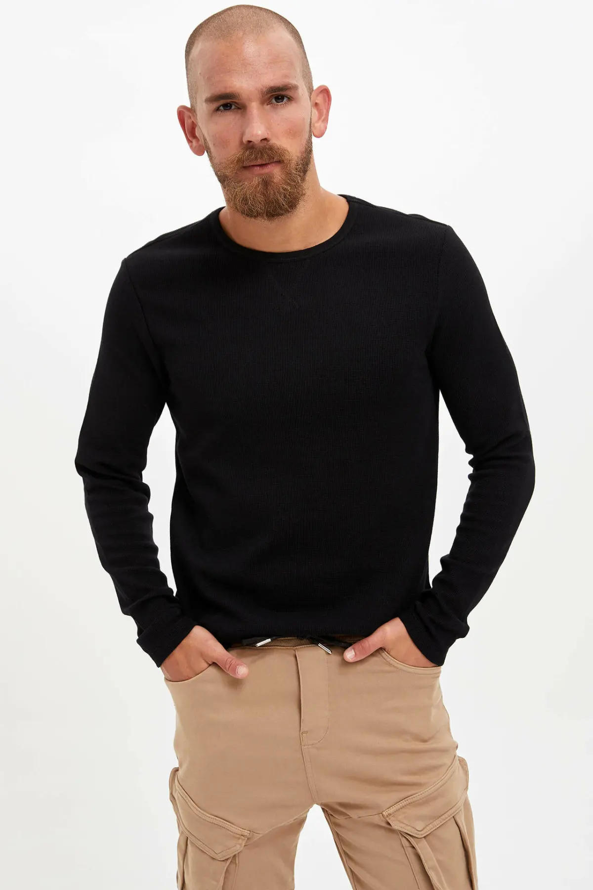 DeFacto модные мужские свободные пуловеры с круглым вырезом топы длинными рукавами