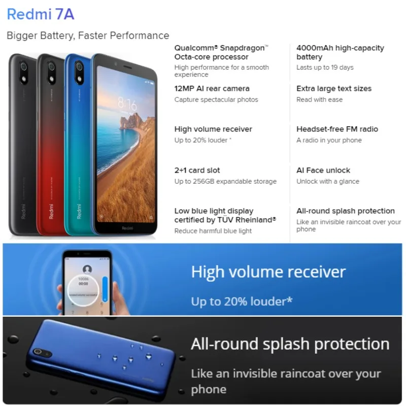 Глобальная версия Xiaomi Redmi 7A 16 ГБ rom 2 ram (абсолютно новая/запечатанная) 7a gb телефон