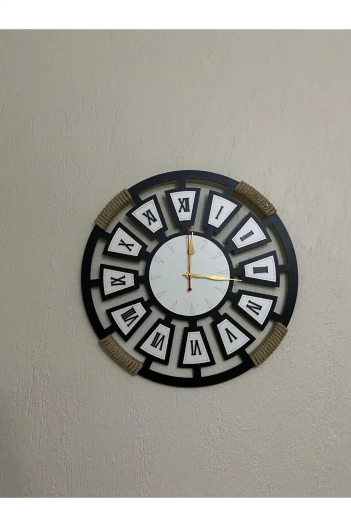 

Rope Decorative Wooden Wall Clock 50 Cm Black