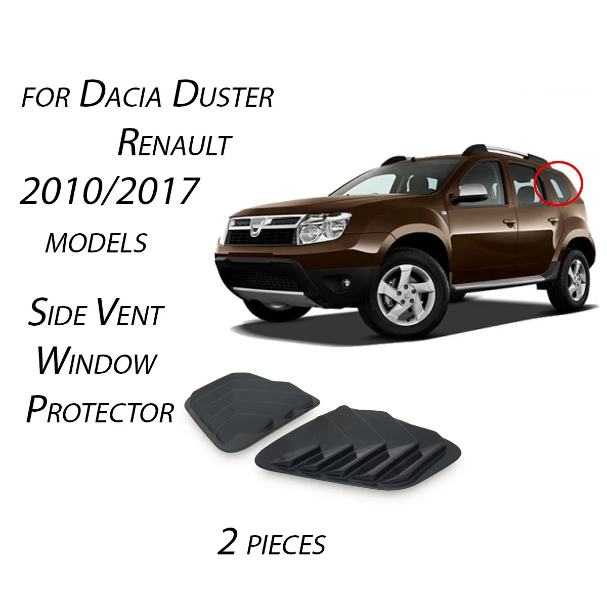 

Dacia Duster Renault Side Vent Window Protector 2 Pieces Glossy Black ABS Exterior Accessiories Modification Part Jalousie Style