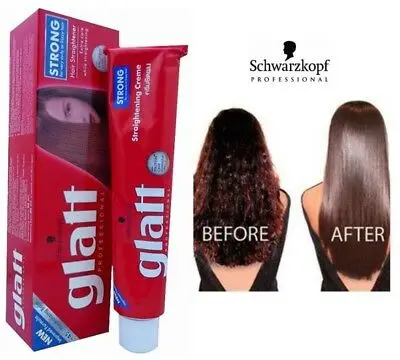 

Schwarzkopf Glatt Permanent Hair Straightener Defrizz Cream Strong Red 82 Ml Men Women Straight Hair Treatment Straightening