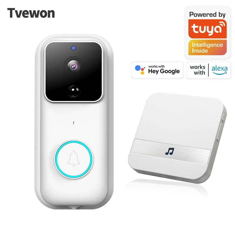 

Tvewon WiFi Video Doorbell Camera Tuya Smart Home Wireless Doorbell 1080P Battery Door Bell Camera Mini Video Intercom and Chime