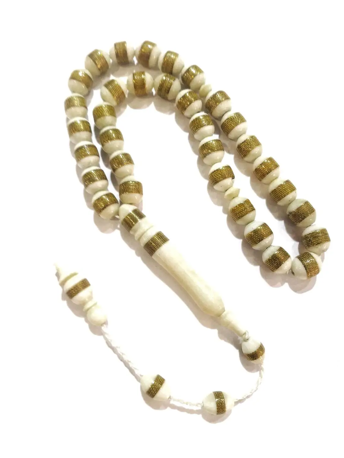 

Tasbeeh Tasbih Prayer Beads Muslim Camel Bone Rosary High Quality Brass İnlay İnlaid Tespih 33 Beads Lathe And Handmade