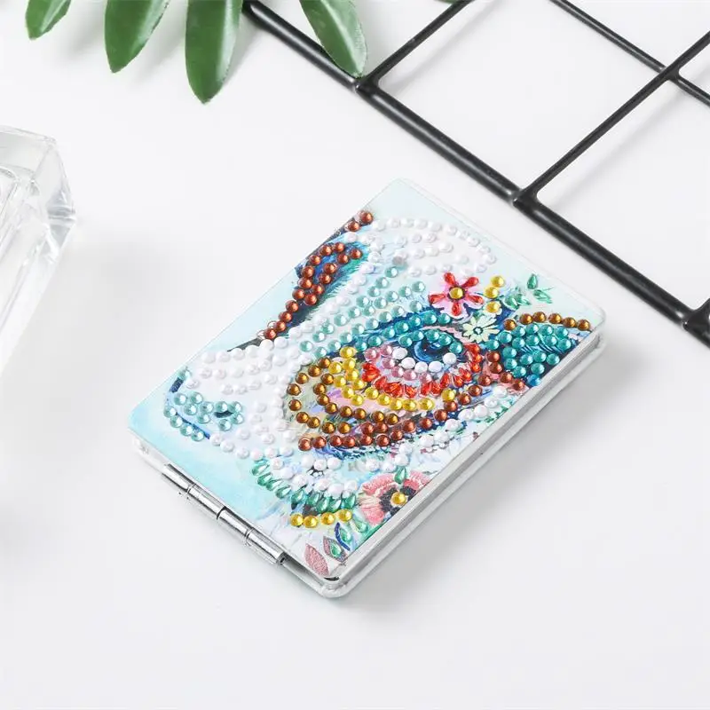 Diamond Painting Makeup Mirror Cartoon Snowman Butterfly DIY Special Shape Diamond Embroidery Ultra-thin Mini Makeup Mirror Gift