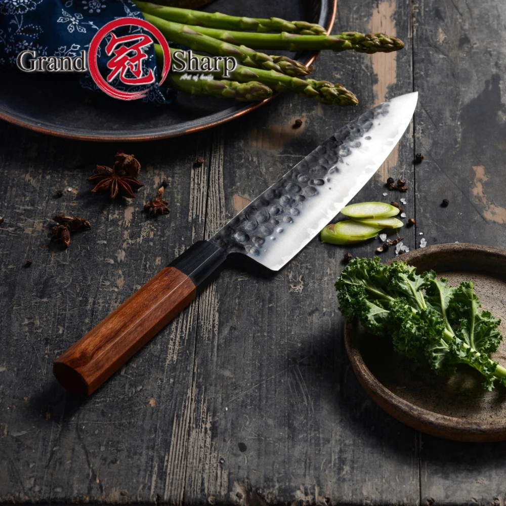 Новый профессиональный шеф нож Grandsharp ручной работы 2019 3 слойный Японский