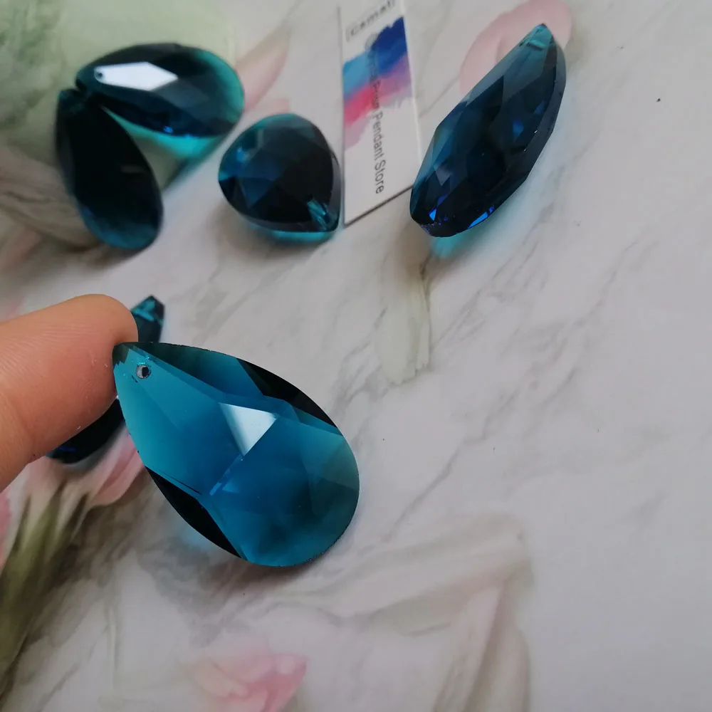 Камаль 5 шт. малахитовое синее стекло 38 мм каплевидные Кристальные бусы DIY Люстра