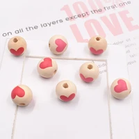 new diy jewelry accessories 16mm color wooden beads valentines day love wooden beads loose beads