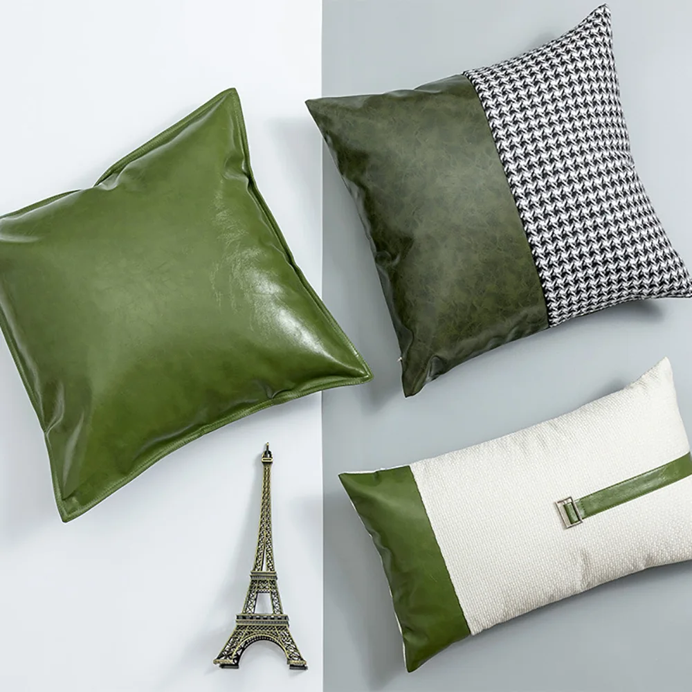 Однотонная декоративная наволочка из искусственной кожи | Дом и сад