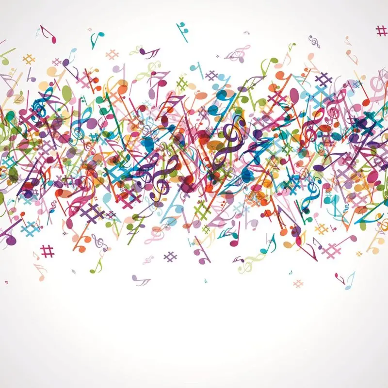 

Curtain Colorful Music Notes Patterns Celebration Fun Musical Theme Purple Yellow Blue Green