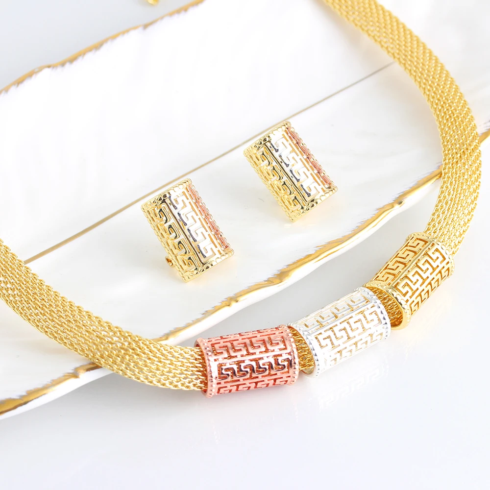 

Jewelry 2021 New Copper Jewelry For Women Earrings Necklace Pendent Romantic Sets For Wedding Party Anniversary Trendy