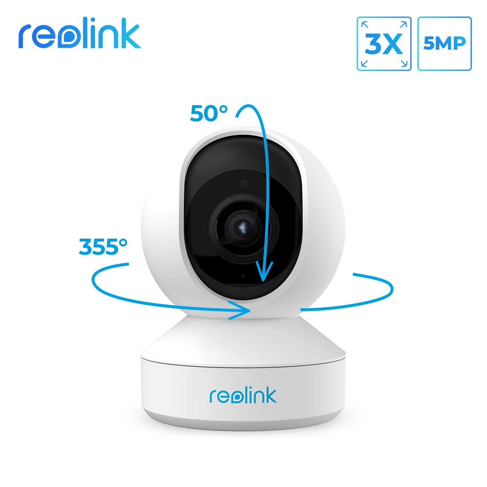 Câmera de Segurança em Casa Slot para Cartão Reolink Wifi – 5g 3x Zoom Óptico Pan Tilt 2-way Áudio Interno sd Acesso Remoto e1 5mp Ptz 2.4g