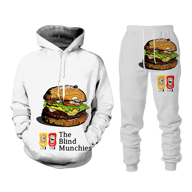 

Funny Hamburger Fries 3d Printed Hoodie Pant Set Casual Pullover Sweatshirts Men Tracksuit Personality Men's Clothing Sportswear