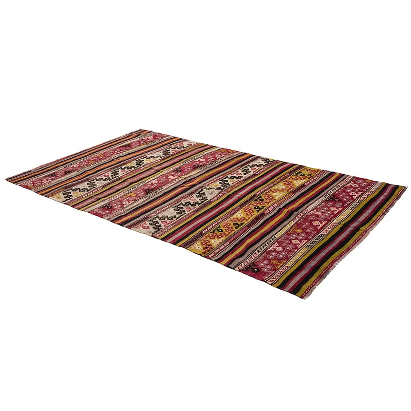 Декоративный красный полосатый ковер 7x4 вышитый килим Традиционный Ковер яркий