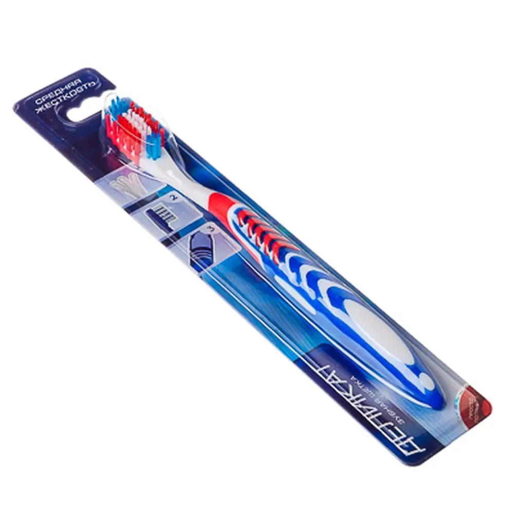 ЗУБНАЯ ЩЕТКА ДЕЛИКАТ ПЛАСТИК РЕЗИНА СРЕДНЯЯ ЖЕСТКОСТЬ ИНДЕКС 5 СТЕПЕНЬ 6|Банные