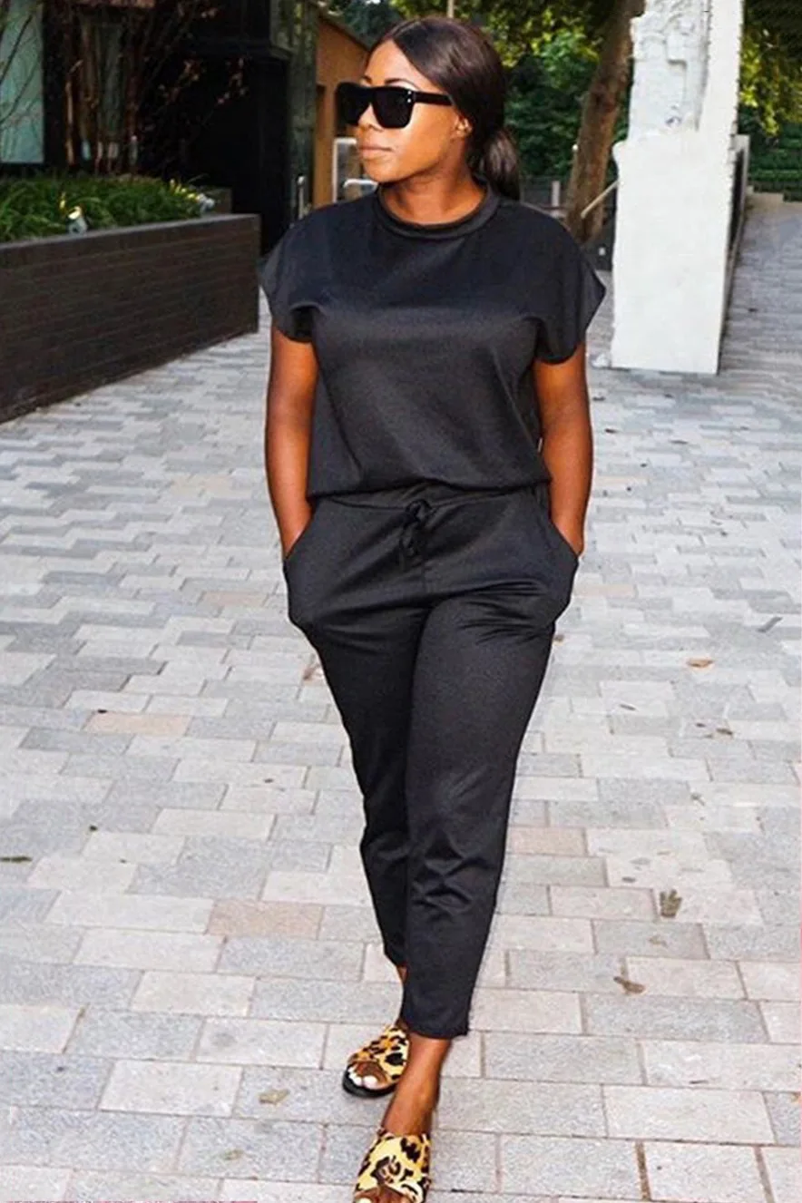 

Ladies Short-Sleeved Pajamas Sets Women Summer New Casual Fashion Two-Piece Sets Round Neck Tops + Cropped Trousers Sports Suit