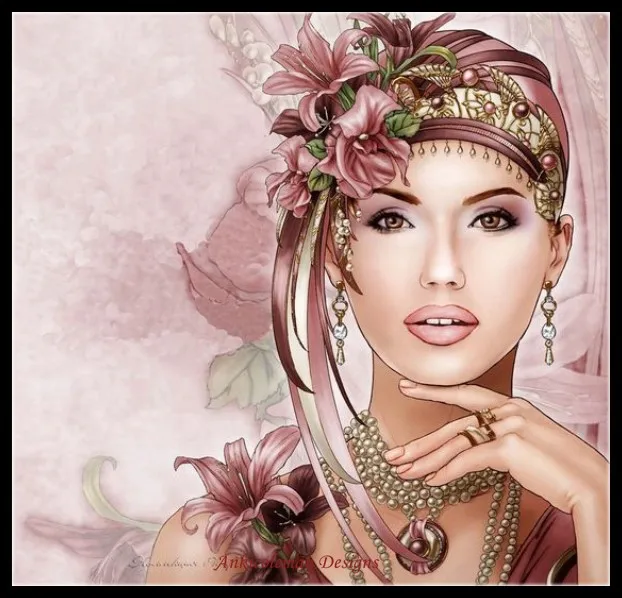 Набор для вышивки крестиком Art Deco Lady 14 карат DMC ручная работа сделай сам|Упаковка| |