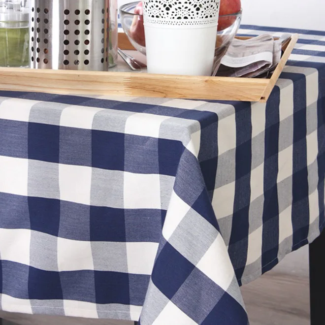 Винтажная однотонная тканая обивочная ткань в клетку синего и белого цветов