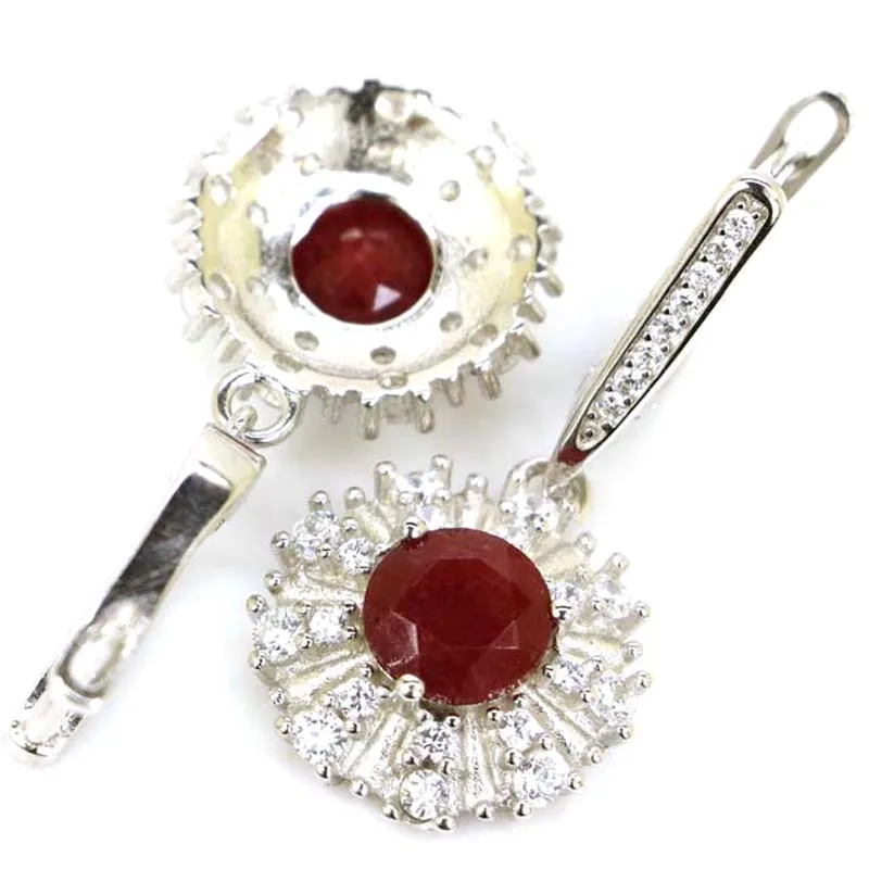 Серьги из серебра 5 7 пробы с натуральным красным Рубином 33 х15 мм | Украшения и