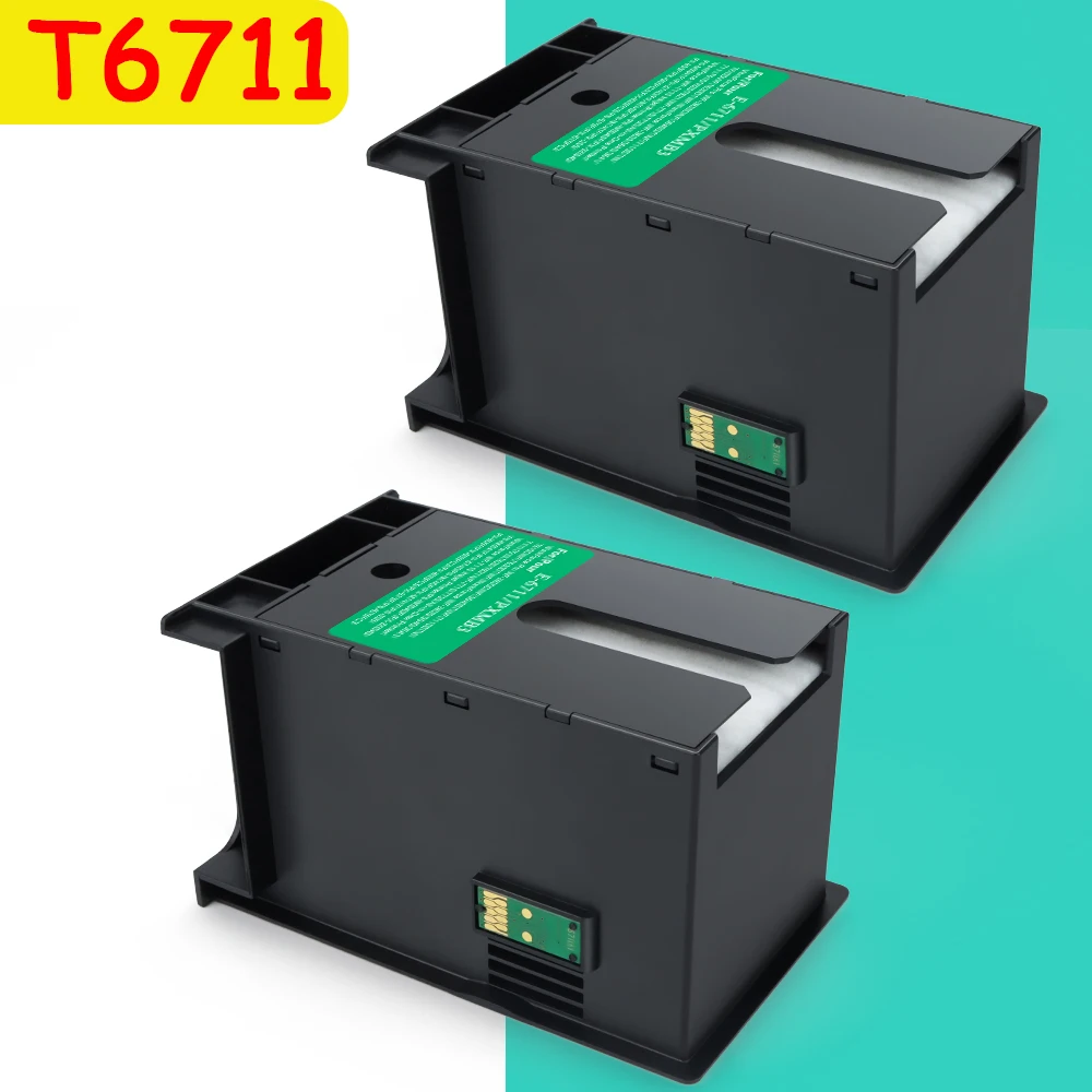 2PK T6711 L1455 отходов чернил коробка для Epson WF 7111 7610 7620 7621 3620 3640 7710 7720 7110 чернильницы