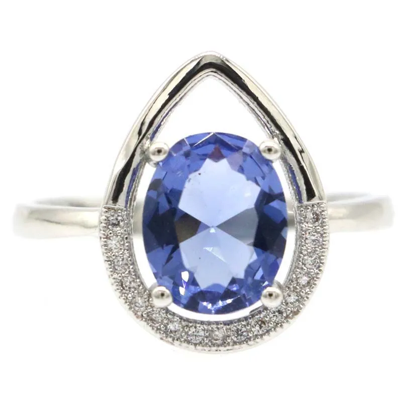 Роскошные серебряные кольца 17x13 мм с фианитом из розового турмалина в форме капли