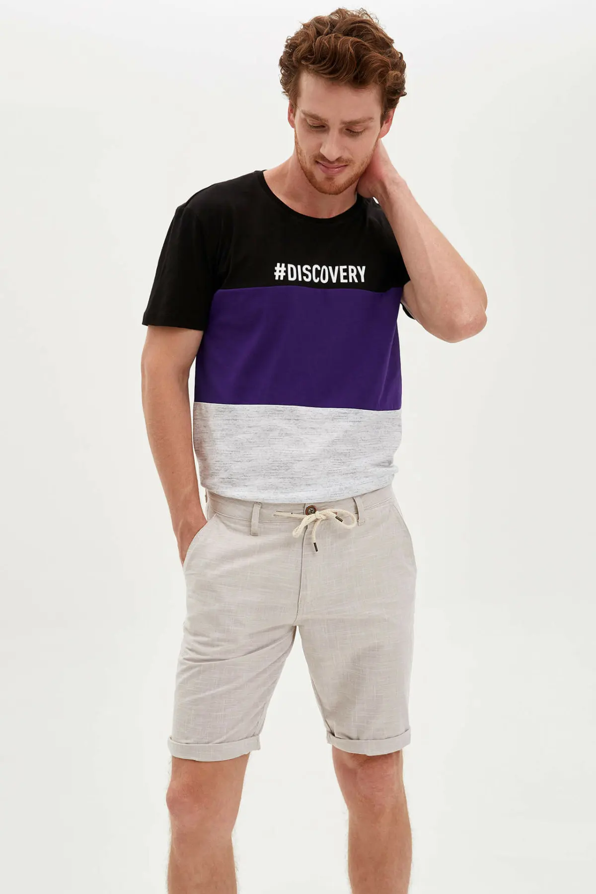 DeFacto мужской летний светильник цветные плавки мужские прямые шорты на шнуровке