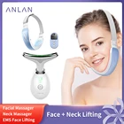 ANLAN косметическое устройство для шеи лица устройство для лифтинга v-образного лица EMS массажный светодиодный светильник Фотон терапия уменьшение двойного подбородка против морщин Удаление