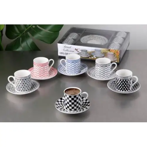 

WONDERFULLL AMAZİNG 6 Different Patterned Porcelain Coffee Cups Set FREE SHİPPİNG