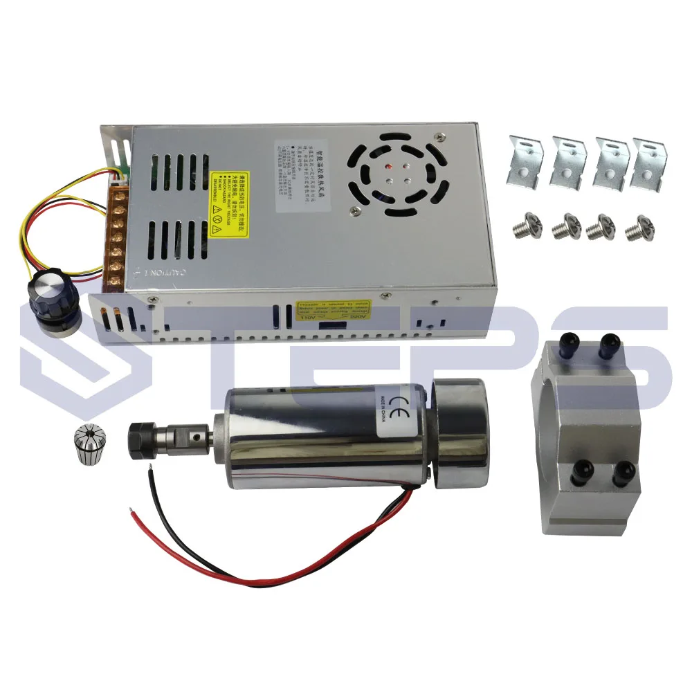 DC12 48V 400 кВт Шпиндельный двигатель ER11 патрон CNC Вт + 52 мм кронштейн регулятор