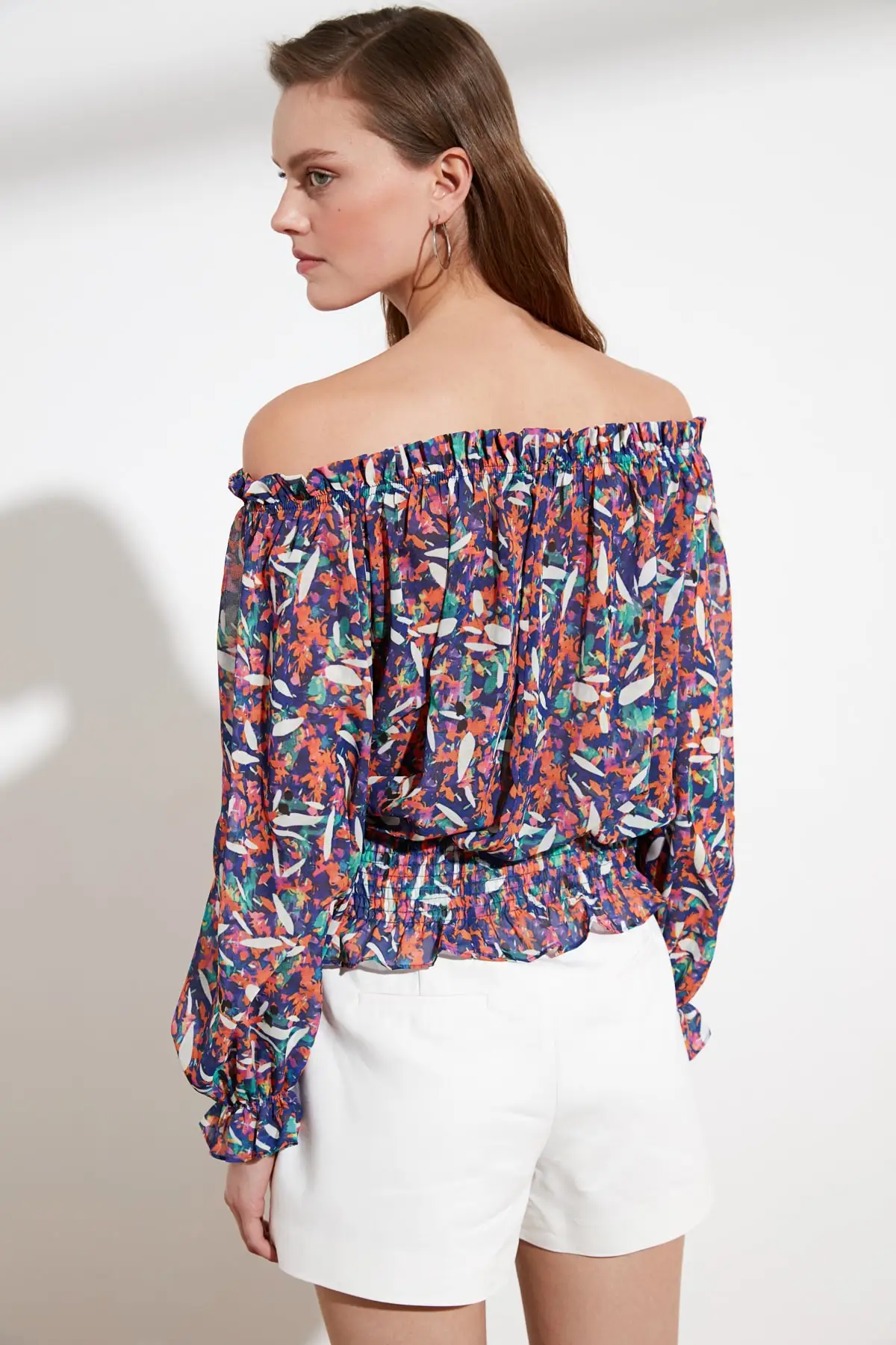 

Women Summer Spring Multicolour Carmen Collar Gipeli Bluz