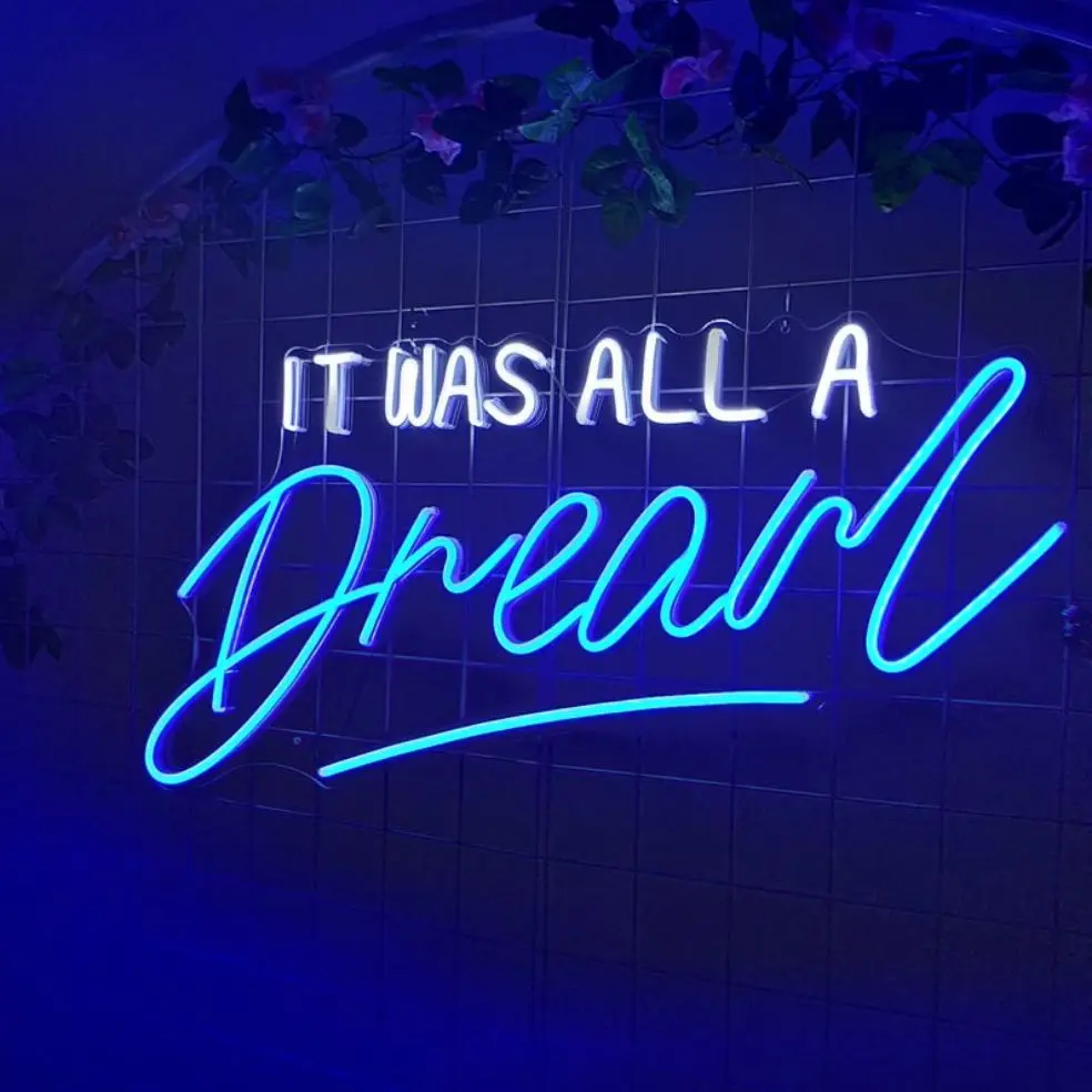 

Neon Sign Light Led Flex It was all a dream Custom Letter Name Hanging Office Wedding Party Shop Studio Decor Gift Neon Mural
