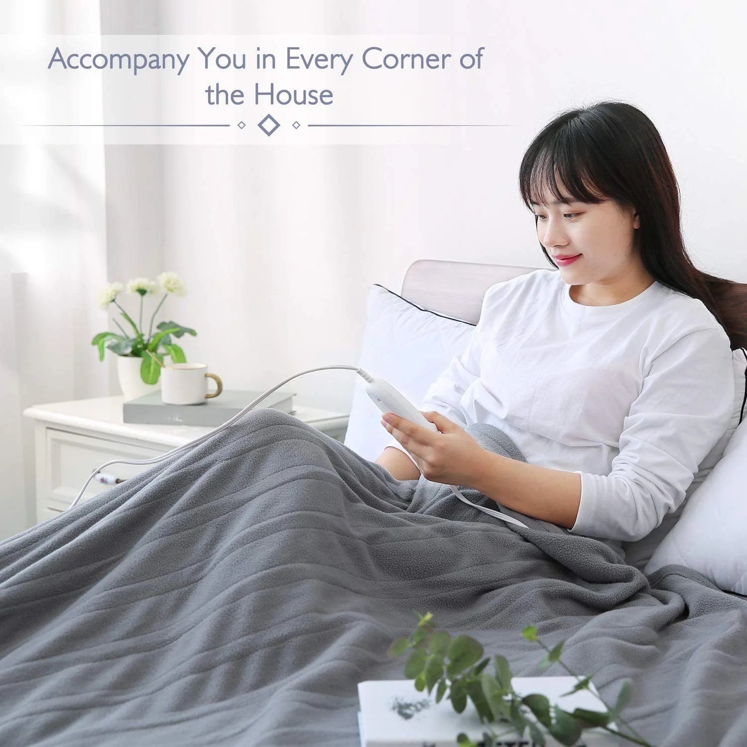 

Electric Heated Blanket 120V, Full 77'' x 84'' Whole Body Warming 4 Heating Levels and 10H Auto-Off , Overheating Protection