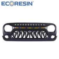 matte black offroad for wrangler 2007 2017 jk 44 jeep auto parts front bumper grilles with yellow led running lights