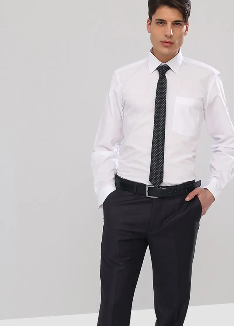 Varetta мужская с длинным рукавом Однотонная оксфордская белая брендовая рубашка