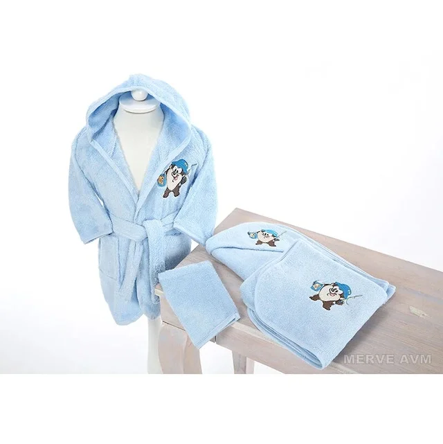 Özdilek Newborn Male Baby Bamboo Bathrobe Set Tasmania Blue 156857652