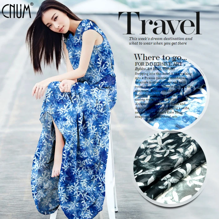 

CNUM SC068 100% Natural Silk Chiffon/Moonlight Star Grass/Anti-UV Silk Fabric /Width 1.52yd Thickness 8mm