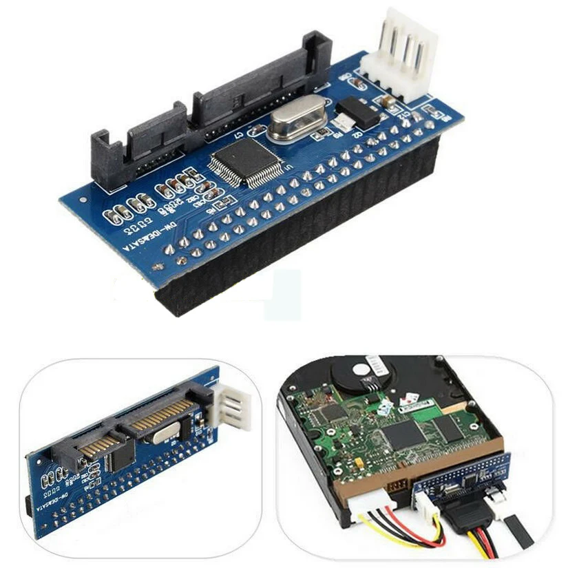 

100PCS SATA IDE adapter 40 pin IDE to SATA converter SATA-IDE converter 3.5 HDD IDE hard disk adapter with 7 pin-SATA Data Cable