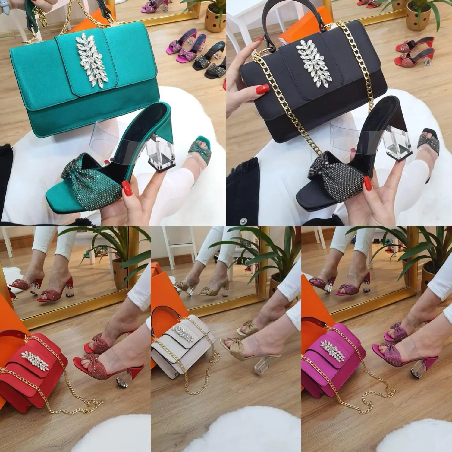 

Miss Melisa Sets with stones Special occasions shoes and bag set