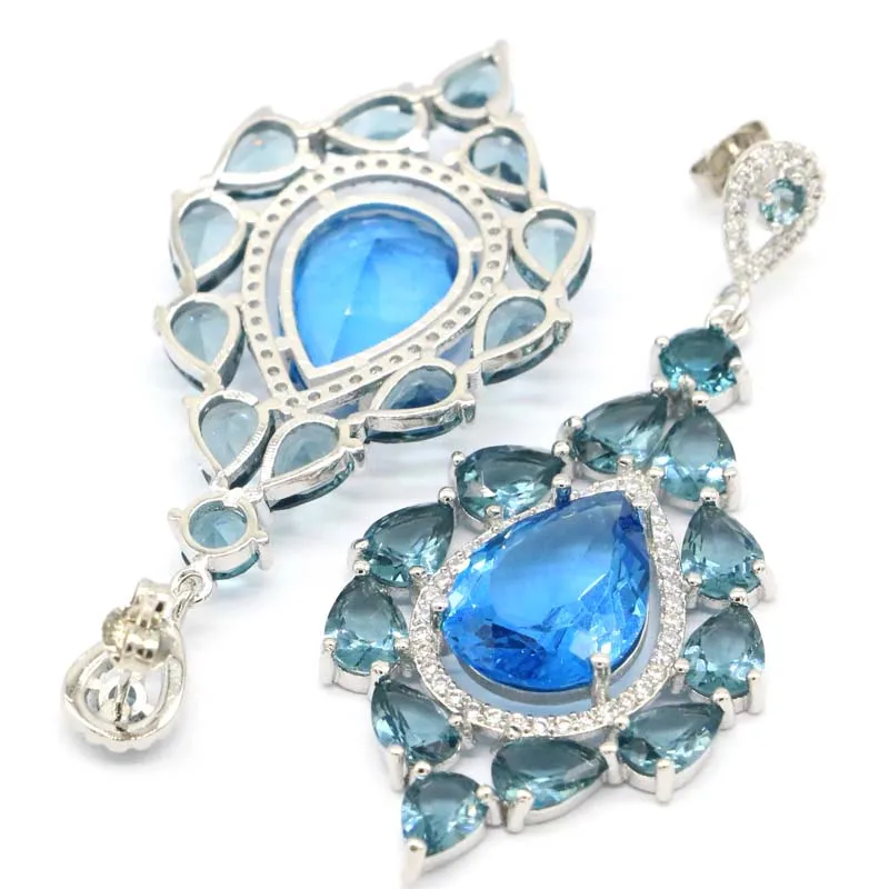 58x27 мм Потрясающие Длинные большие серебряные серьги 12 г с лондонским голубым