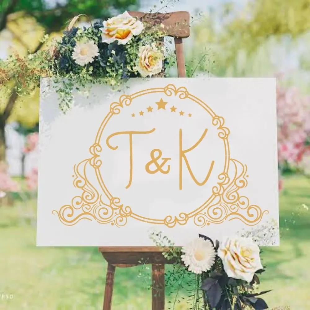 

Vintage Circle Border Board Sticker Wedding Decoration Removable Sticker A0068374