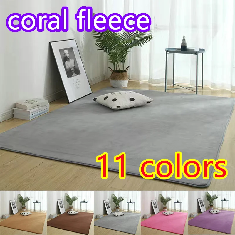 

Soft Solid Color High Quality Bedroom Kid Bedroom Carpets Absorbent Coral Carpet Front Door Mat