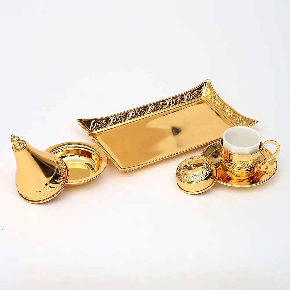 

Golden Coffee Set TURKISH COFFEE CUP CUP AND TRAY AND DELIGHT HOME DECOR GIFT ORNAMENTS CARE MEN WOMEN