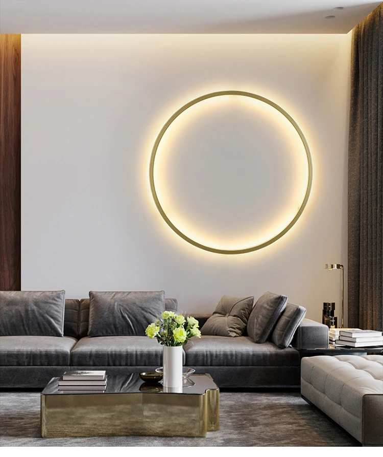 Simple Ring Circle Led Wall Lamps Living Room Decoration Living Room Bedroom Bedside Aisle Corridor Moon Indoor Lighting Fixture sconce light