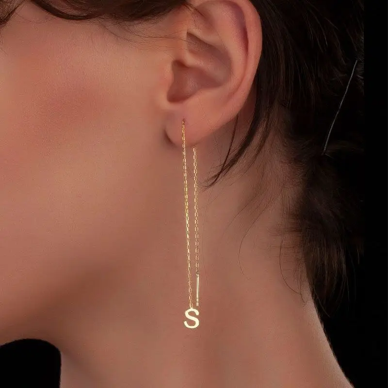 

Personalized Long Tassel Earrings Letter Tassel Earrings Stainless Steel Customization Dinner Dress Accessories Daily Wear