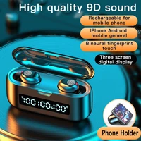 100sets wholeslae 2020 New F9 Wireless Earbuds Bluetooth 50 Earphone TWS 9D HIFI Mini In-ear Sports Running Headset